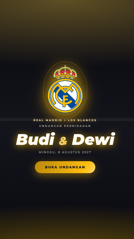 Contoh undangan digital tema Real Madrid